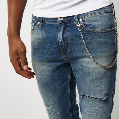 Dark blue skinny Sid chain jeans